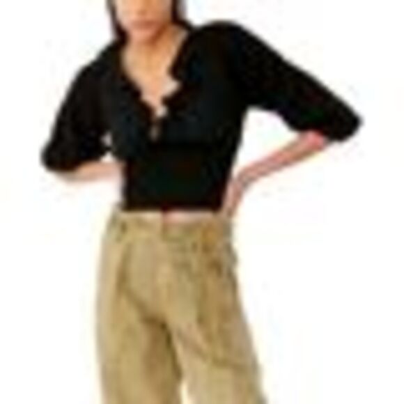 Free People Billie Sweater Top In Black L - Picture 3 of 3